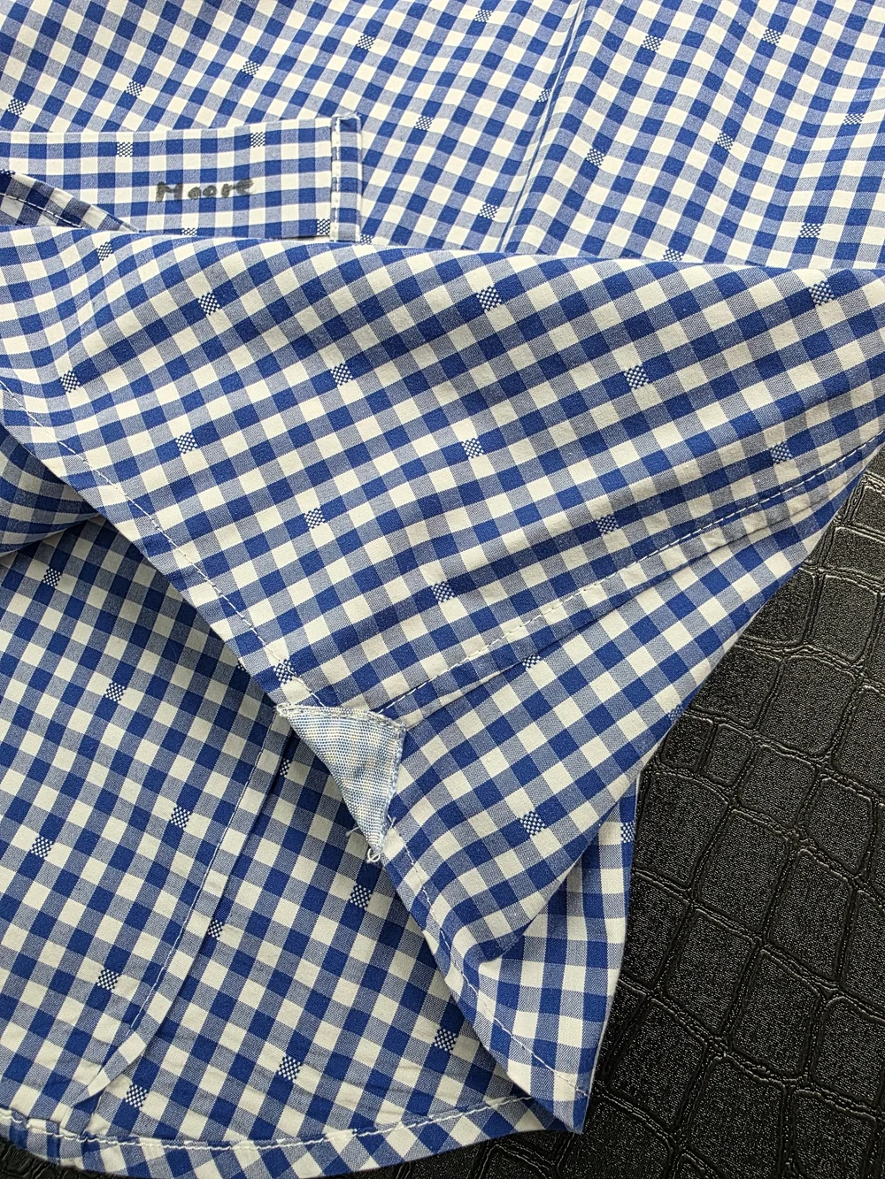 Banana Republic Grant Fit 120s Supima Cotton Dress Shirt Blue White Gingham Chec
